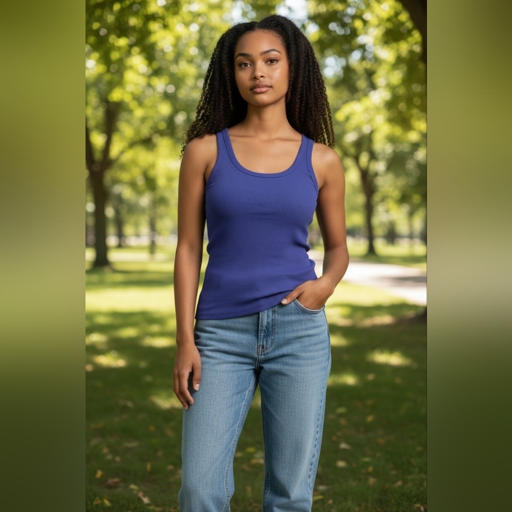 GUESS Blue 🔵 Ribbed "Perfect Tank* Top